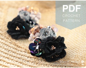 crochet earrings tutorial with crochet diagram and written tutorial in PDF format. learn how to make crochet flower jewery