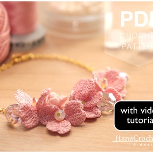 micro crochet flower bracelet tutorial - flower bracelet crochet pattern - how to micro crochet - miniature flower - crochet jewelry