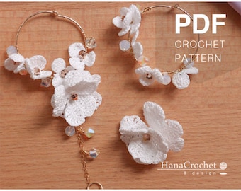 crochet dangle flower earrings crochet pattern tutorial - crochet PDF tutorial - DIY jewelry design - how to make crochet jewelry