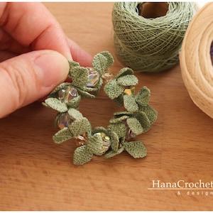 crochet wreath PDF tutorial pattern with crochet diagram- miniature crochet christmas wreath - micro crochet leaves image 7