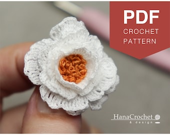 miniature crochet rose flower applique - crochet rose pattern - how to micro crocheting - floral applique PDF crochet pattern tutorial