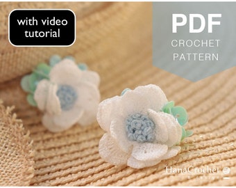 miniature crochet flower earrings PDF pattern - how to make micro crochet earrings tutorial