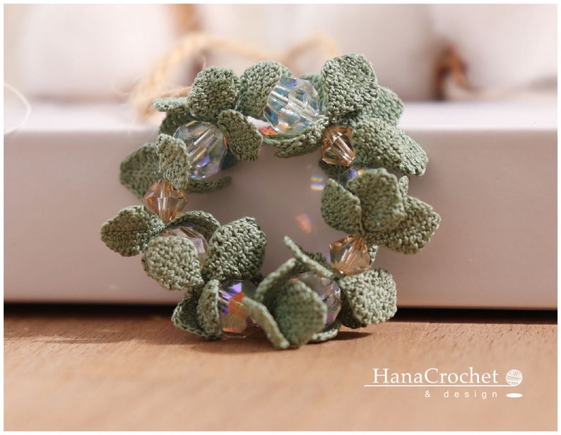 crochet wreath PDF tutorial pattern with crochet diagram- miniature crochet christmas wreath - micro crochet leaves image 8