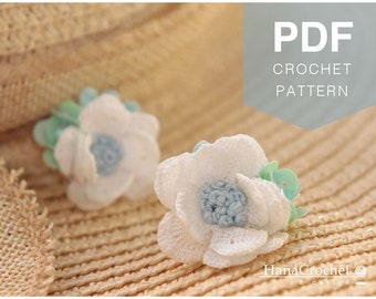 crochet flower earrings tutorial PDF pattern - how to make crochet jewelry - how to micro crochet - DIY wedding jewelry