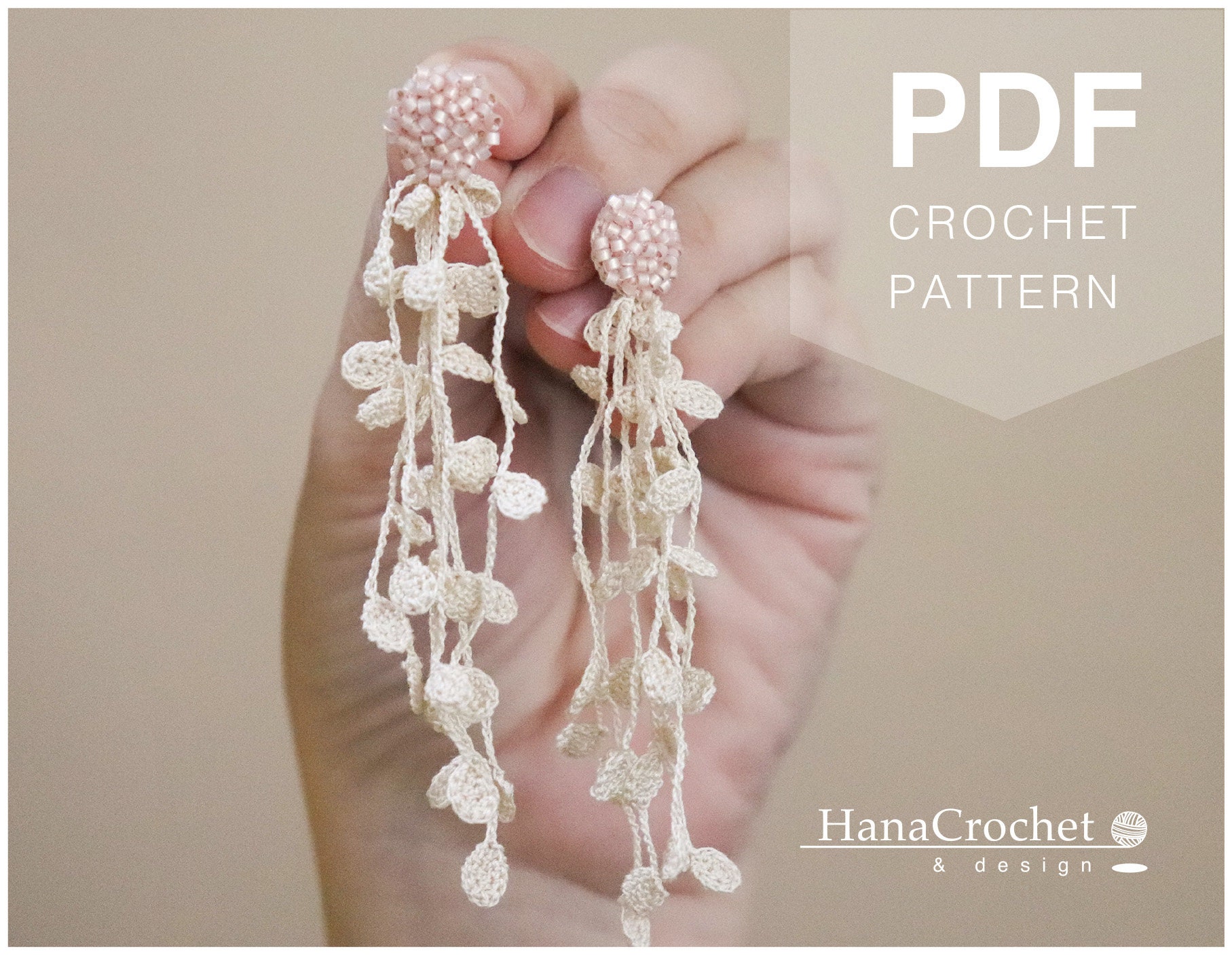 Drop Earrings Wire Crochet Pattern - Jewelry Making Tutorial PDF in English / Plus Materials / Silver Colorway