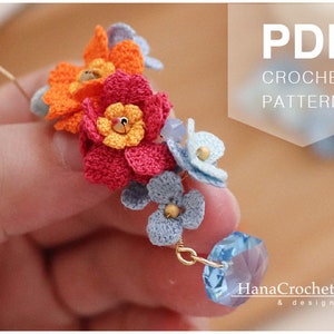 cosmos crochet flower earrings dangle and drop crochet flower earrings threaded statement earrings pdf tutorial crochet pattern image 3