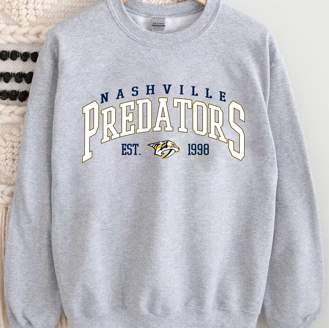Retro Nashville Predators Sweatshirt Vintage Style Hockey Crewneck