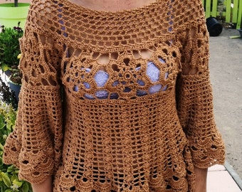 Crocheted spring sweater. Made to order.
