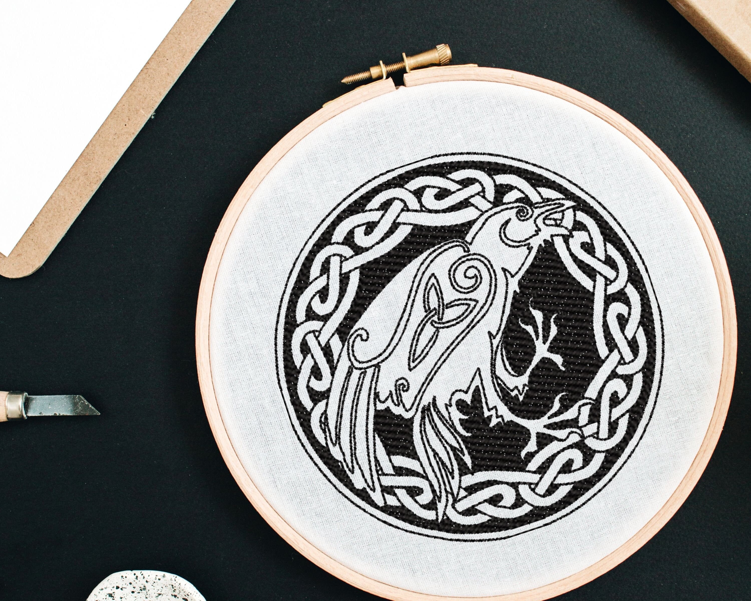 Celtic Raven Embroidery Design for Machine Embroidery. Celtic Etsy