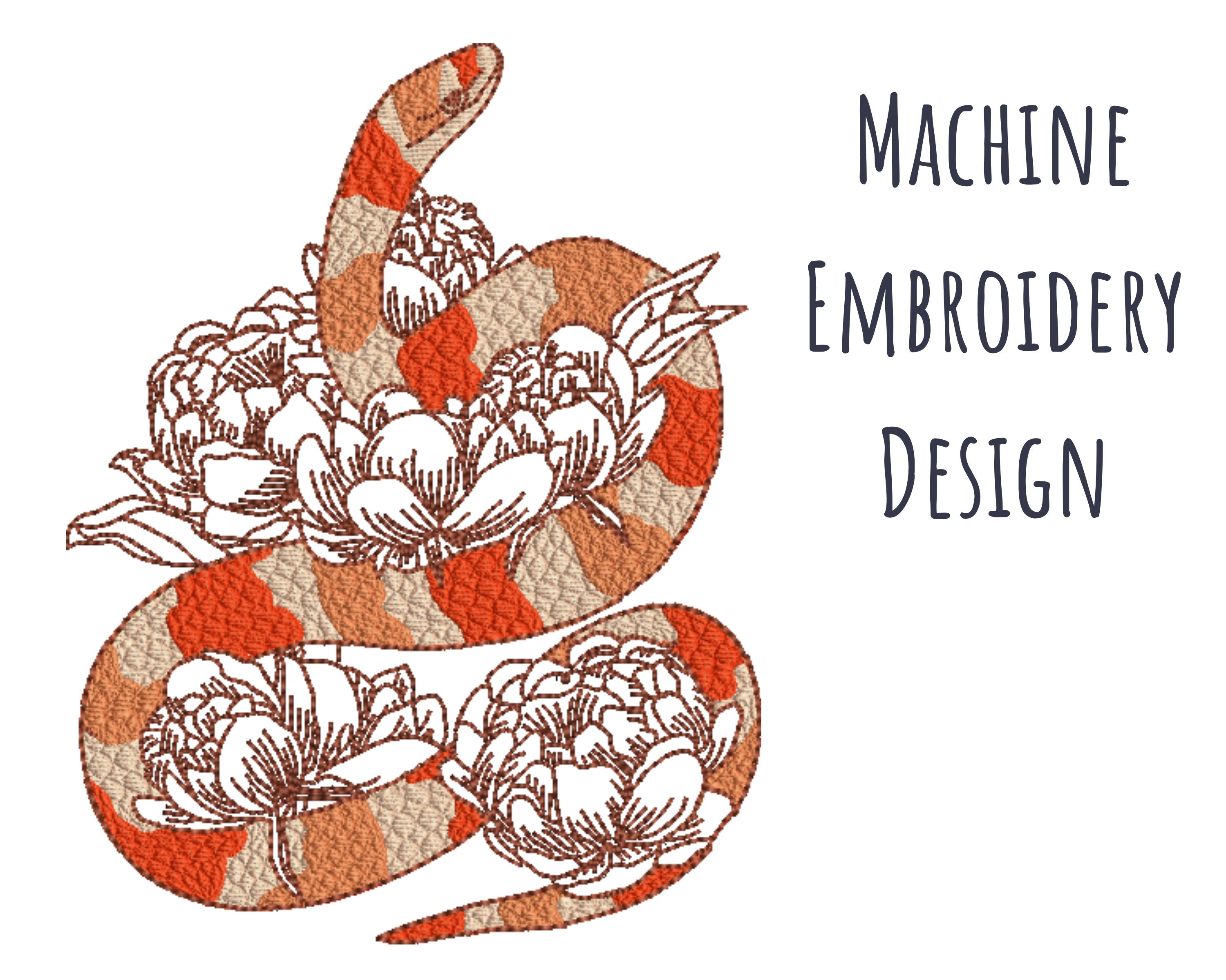 Snake Machine Embroidery Design 3 sizes 9 formats including Etsy