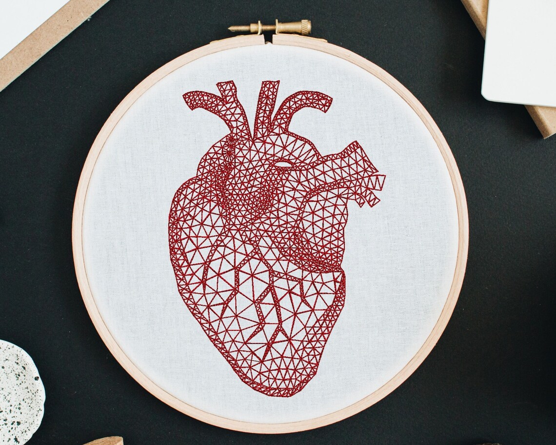 Anatomical heart embroidery design for machine embroidery  etsy Anatomical heart embroidery design for machine embroidery  etsy