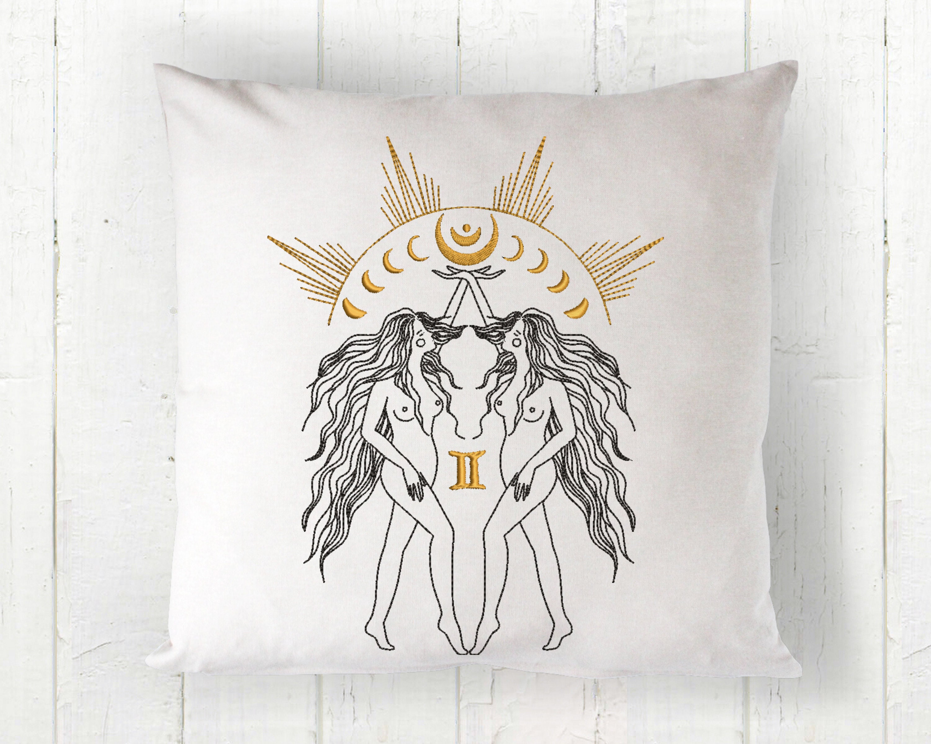 Gemini Embroidery Design for Machine Embroidery Zodiac Stars Etsy