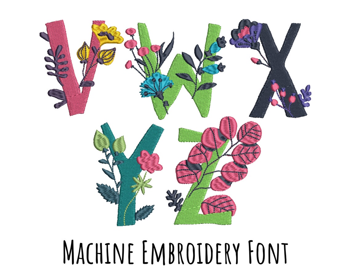 Machine Embroidery Font Flowers Embroidery Design Font in 3 Etsy