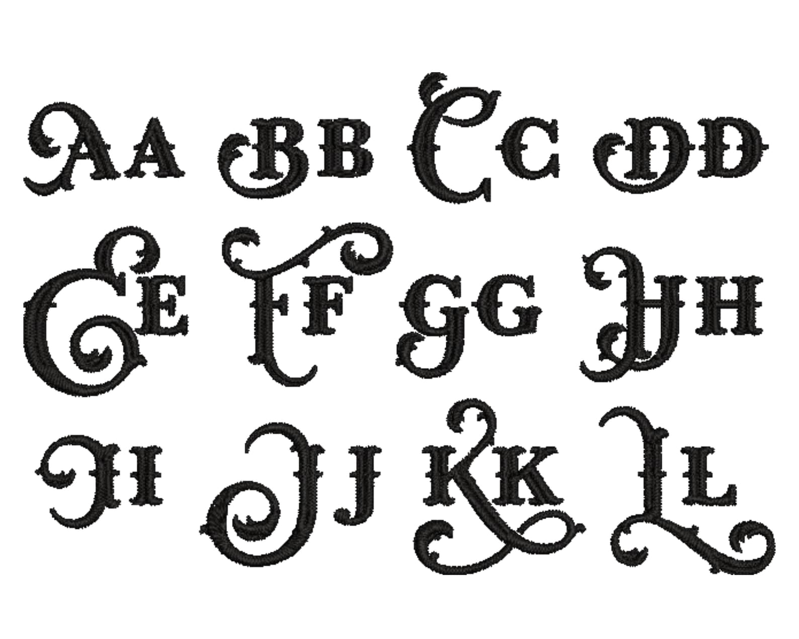 Vintage Embroidery Font for Machine Embroidery Etsy