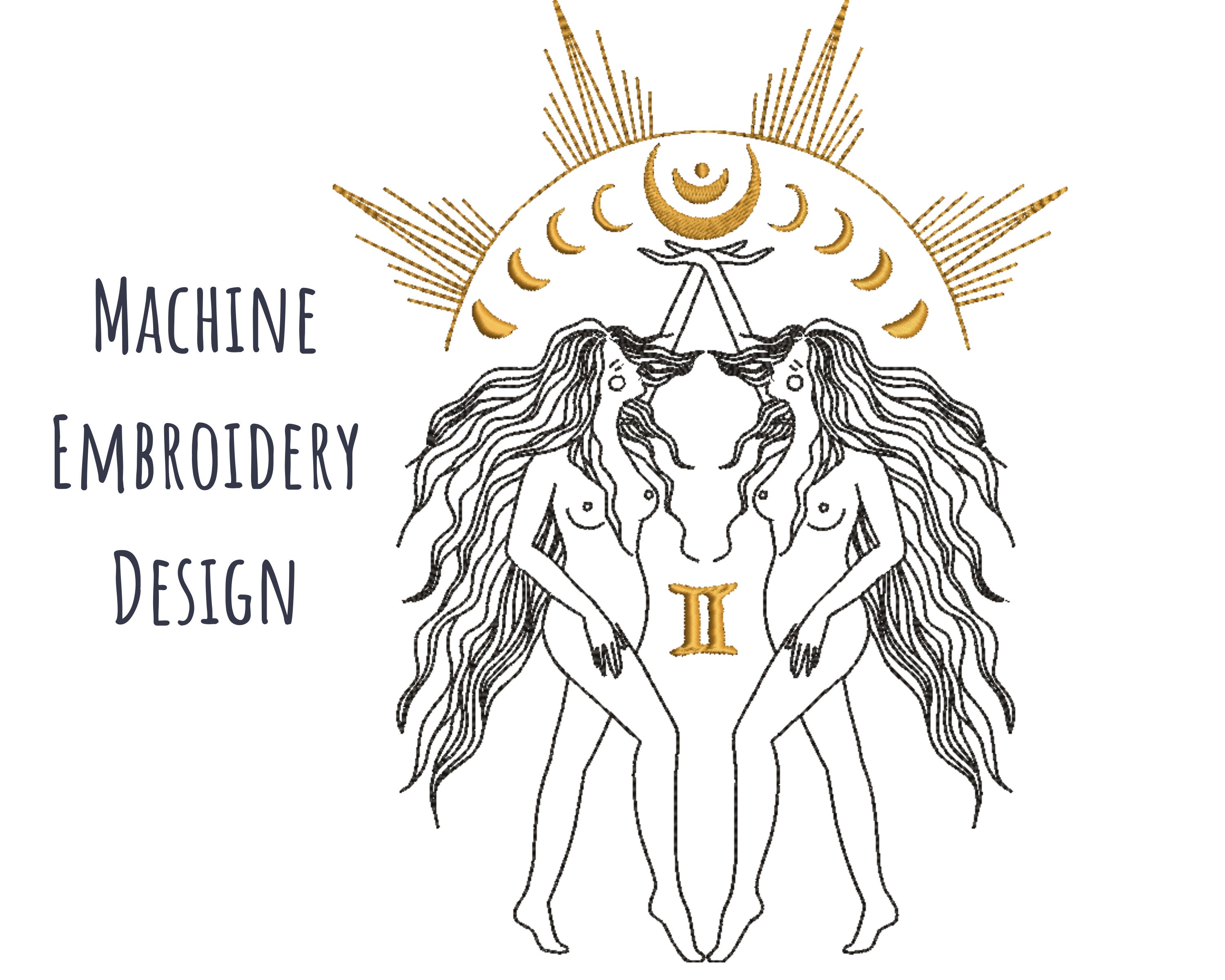 Gemini embroidery design for machine embroidery zodiac stars  etsy Gemini embroidery design for machine embroidery zodiac stars  etsy
