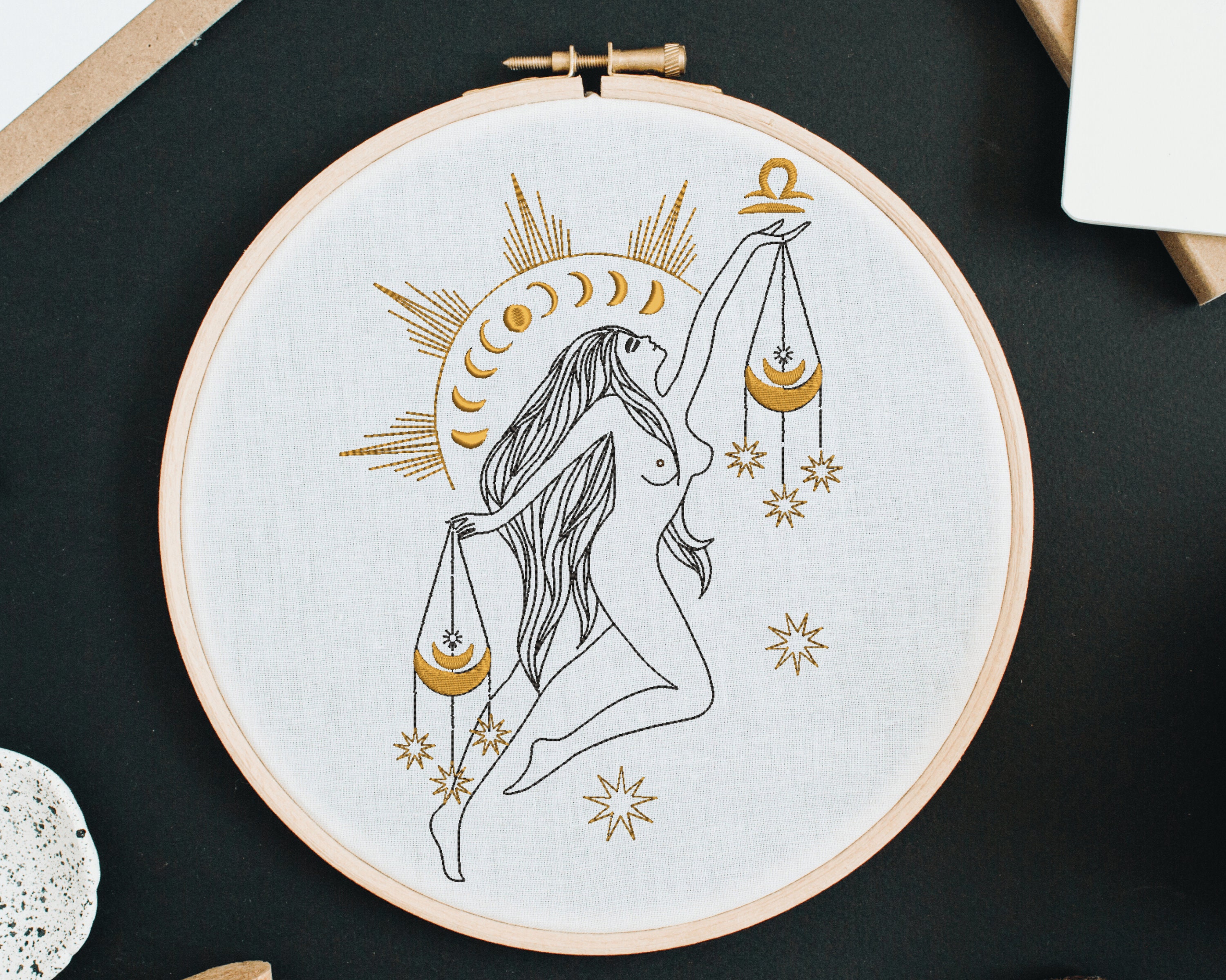 Libra Embroidery Design for Machine Embroidery Zodiac Stars | Etsy