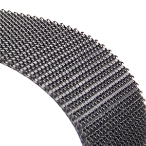 May include: Close-up of black hook and loop fastener tape. The tape has a textured surface with small loops.