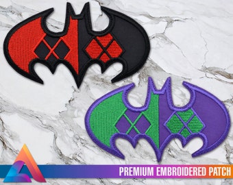 The Dark Knight-borstembleem Logo Batarang opstrijkbare geborduurde patch - Harlekijn, Joker