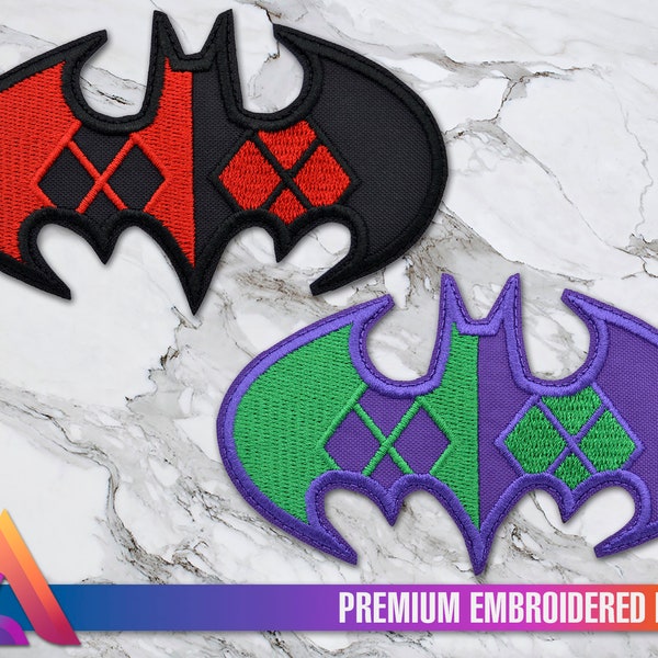 The Dark Knight Chest Emblem Logo Batarang Patch brodé thermocollant - Arlequin, Joker