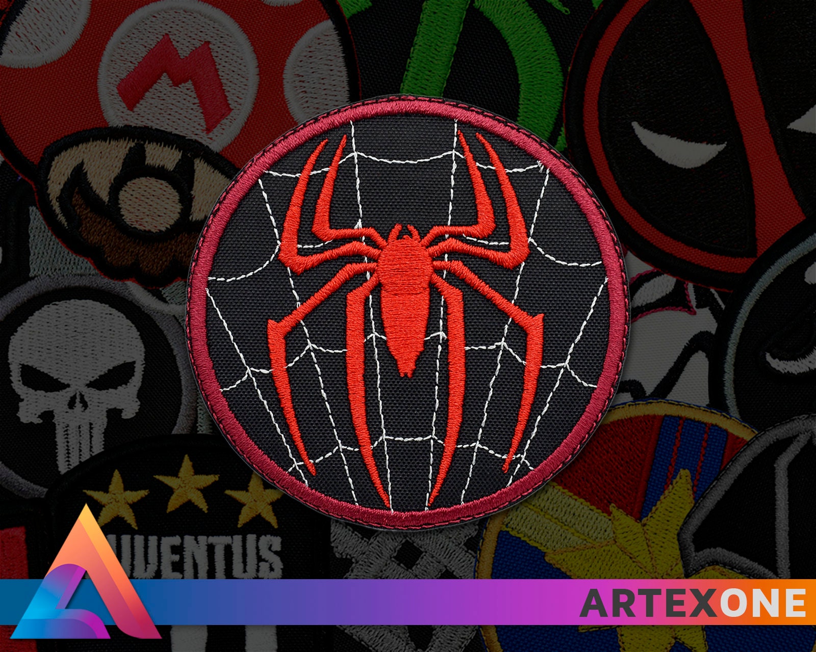 Miles Morales Spider-man Chest Logo Embroidered Patch, (iron-on or