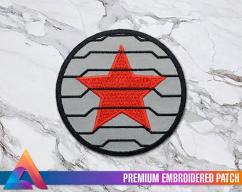 Soldado de Invierno, Bucky Barnes, Parche bordado termoadhesivo con emblema de brazo, Parches personalizados, Pins, Vinilo, Pegatina, Capitán América, Vengadores, WS01
