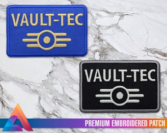 Fallout Vault-Tec Corporation Emblem Iron-On Patch brodé, Patch personnalisé, Patchs brodés, Pins, Costume Cosplay Vault Boy Bethesda