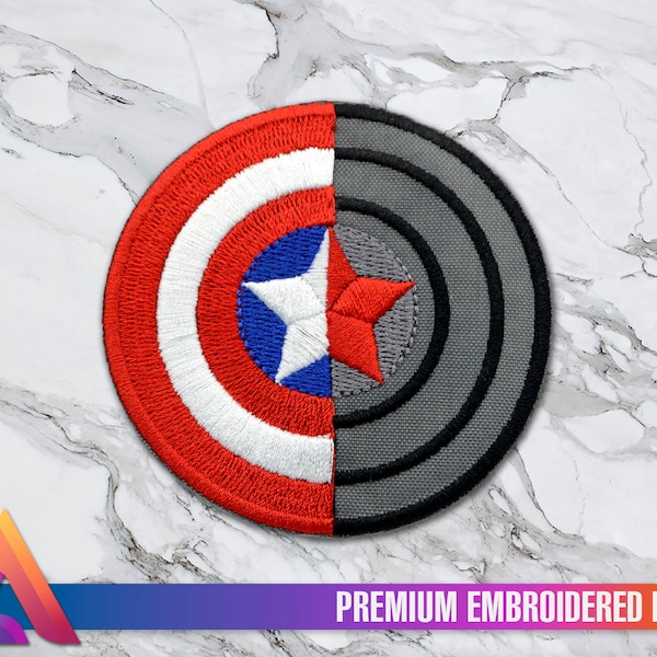 Captain Marvel / Winter Solider, Shield Arm Half Emblem Iron-On Embroidered Patch, Costume, Pins, Cosplay, Sticker, The Avengers, Marvel
