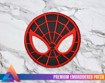 Miles Morales Face Logo Spider-Man Embroidered Patch (Iron-On or Hook Fastener)