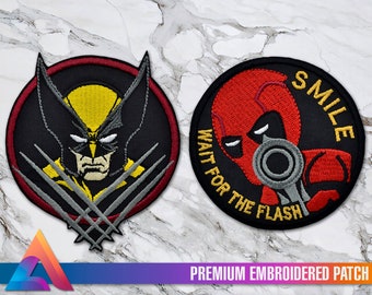 Deadpool and Wolverine, Iron-On, Velcro Embroidered Patch - Wade Wilson, Logan