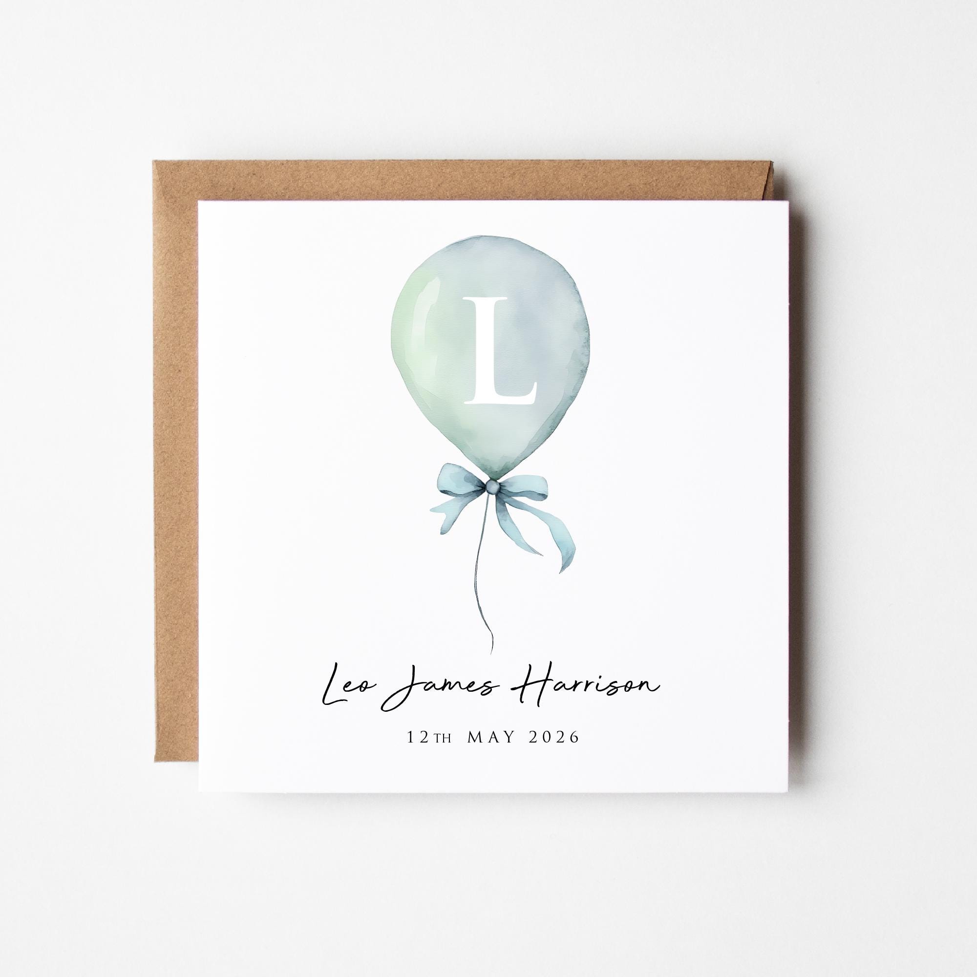 Personalised New Baby Boy Card | Balloon Blue Keepsake - Etsy UK