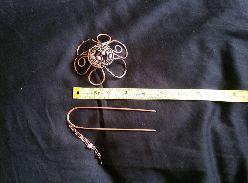 Celtic Flower Bun Holder\\ bun Cage\\ Wire Bun holder\\ Hair stick\\ Copper Hair slide and stick\\ Bun Cadge\\ copper Bun Maker\\ Hair Accessory