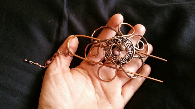 Celtic Flower Bun Holder\\ bun Cage\\ Wire Bun holder\\ Hair stick\\ Copper Hair slide and stick\\ Bun Cadge\\ copper Bun Maker\\ Hair Accessory