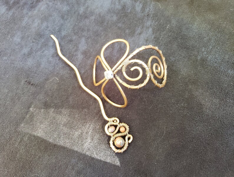 Jasper Celtic Flower Bun Cage with sticks\\ Flower Bun Holder\\ Celtic bun cage /& hair stick\\ bun cage with pin\\ Gemstone bun holder and pins