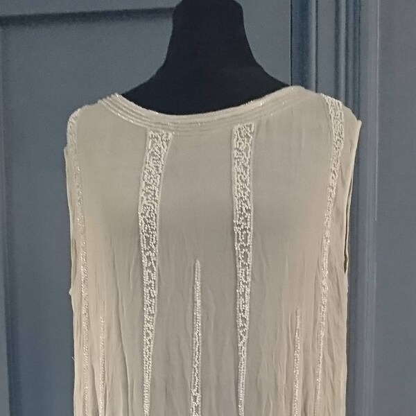 Sublime 1920s Art Deco ' Icicle ' Beaded Silk Flapper Dress - True Vintage Fashion