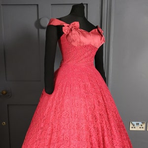 Stunning True Vintage 1950s Red Lace Evening Dress / Ball Gown By &#39; Blanes &#39;