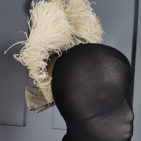 Antique Victorian / Edwardian Fashion Debutante Court Presentation Ostrich Feather Headdress