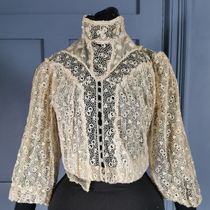 Exquise Edwardiaanse antieke/begin 1900 naaldkant lijfje/blouse
