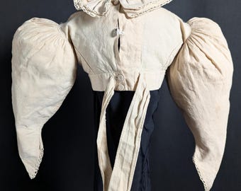 Chaqueta Spencer bordada con mangas de gigot, estilo antiguo de la época de la Regencia de la década de 1820, para bebé.