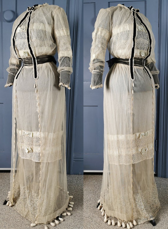 Exquisite Late Edwardian / c. 1910 Lace Summer Dr… - image 2