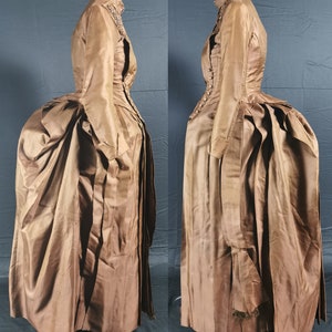 Stylish Victorian Antique 1880s Beaded Bustle Day dress image 4