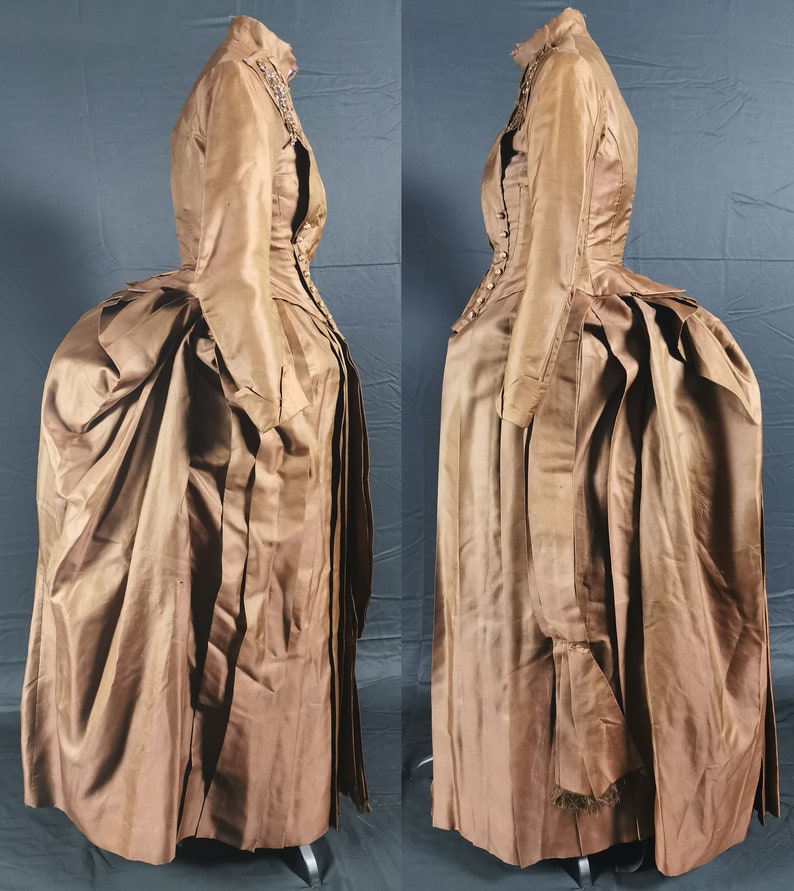 Stylish Victorian Antique 1880s Beaded Bustle Day dress image 4