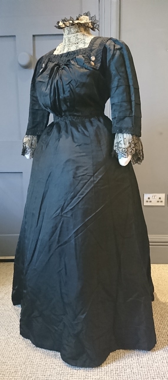 Early 1900s Silk Half Mourning Dress 