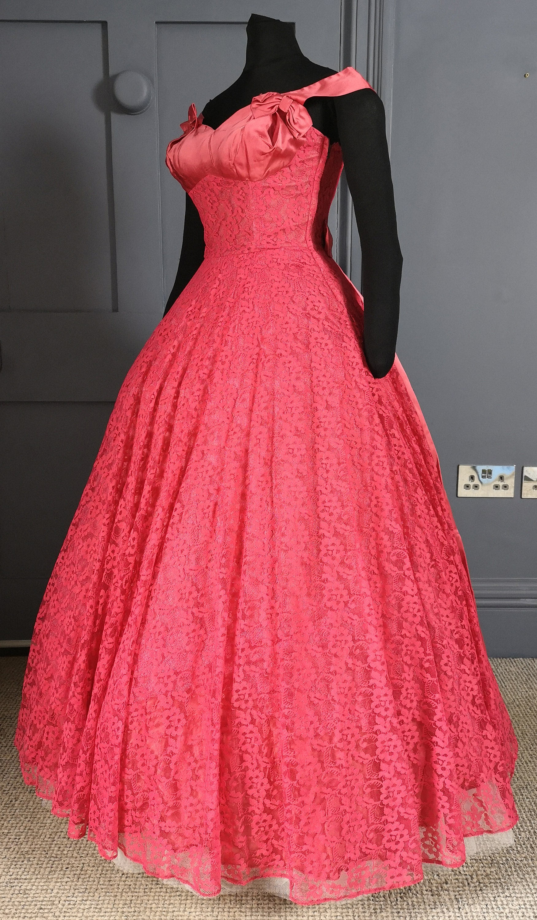 Vintage 1950s Red Evening Gown