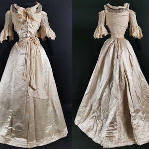 Exquisite Victorian Antique Fashion 1890s Wedding/Evening Dress