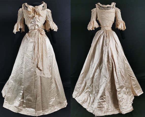Exquisite Victorian Antique Fashion 1890s Wedding… - image 1