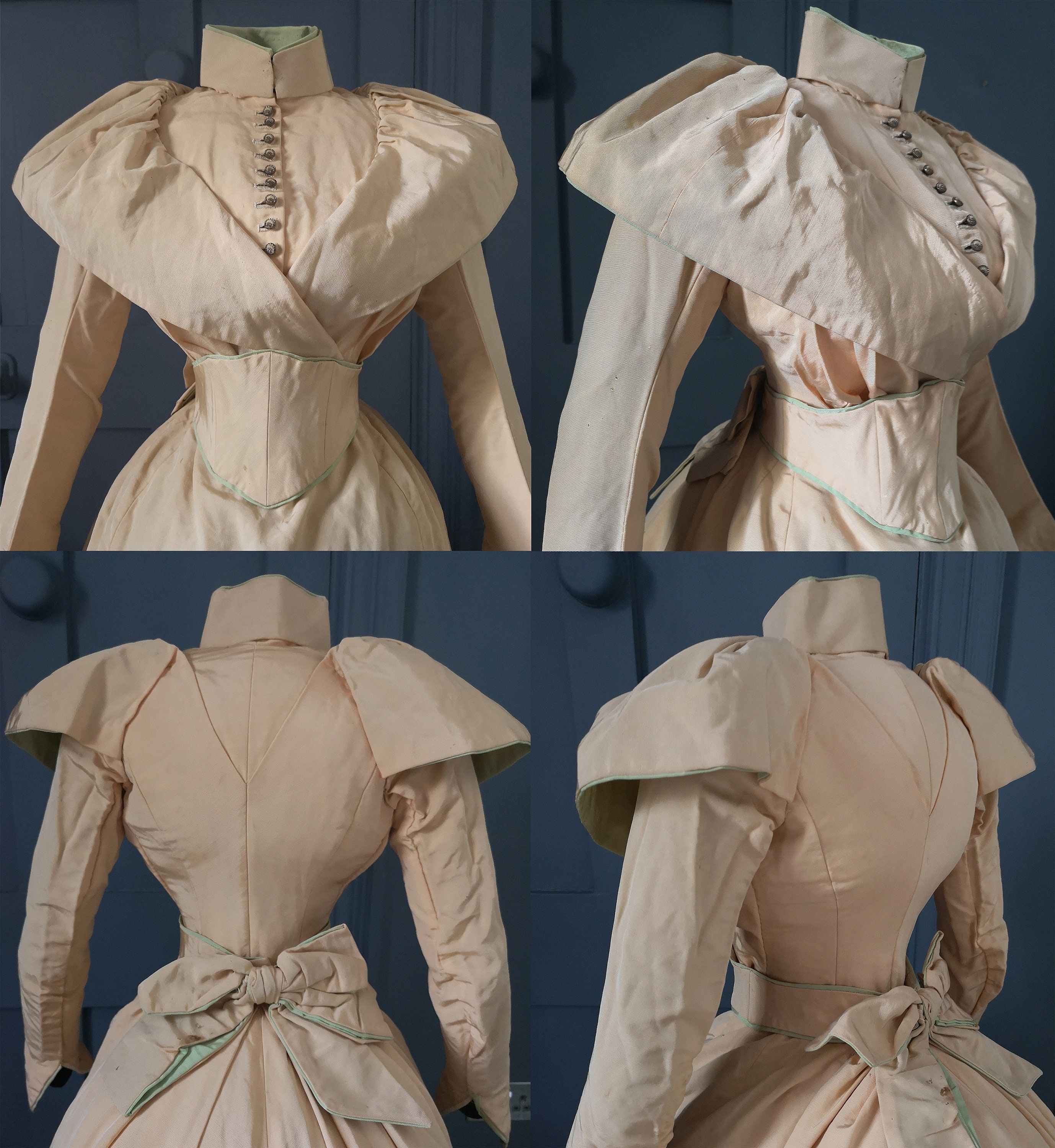 1890 年代の絶妙なオレンジ シルク訪問着 - ビクトリア朝の 1890 年代の絶妙なオレンジ シルク訪問着 - ビクトリア朝の