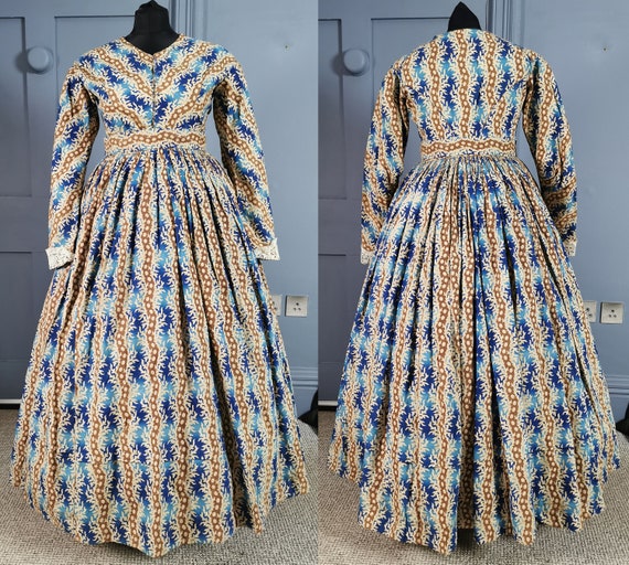 Superb  1830s Print Day Dress - Late Georgian / E… - image 1