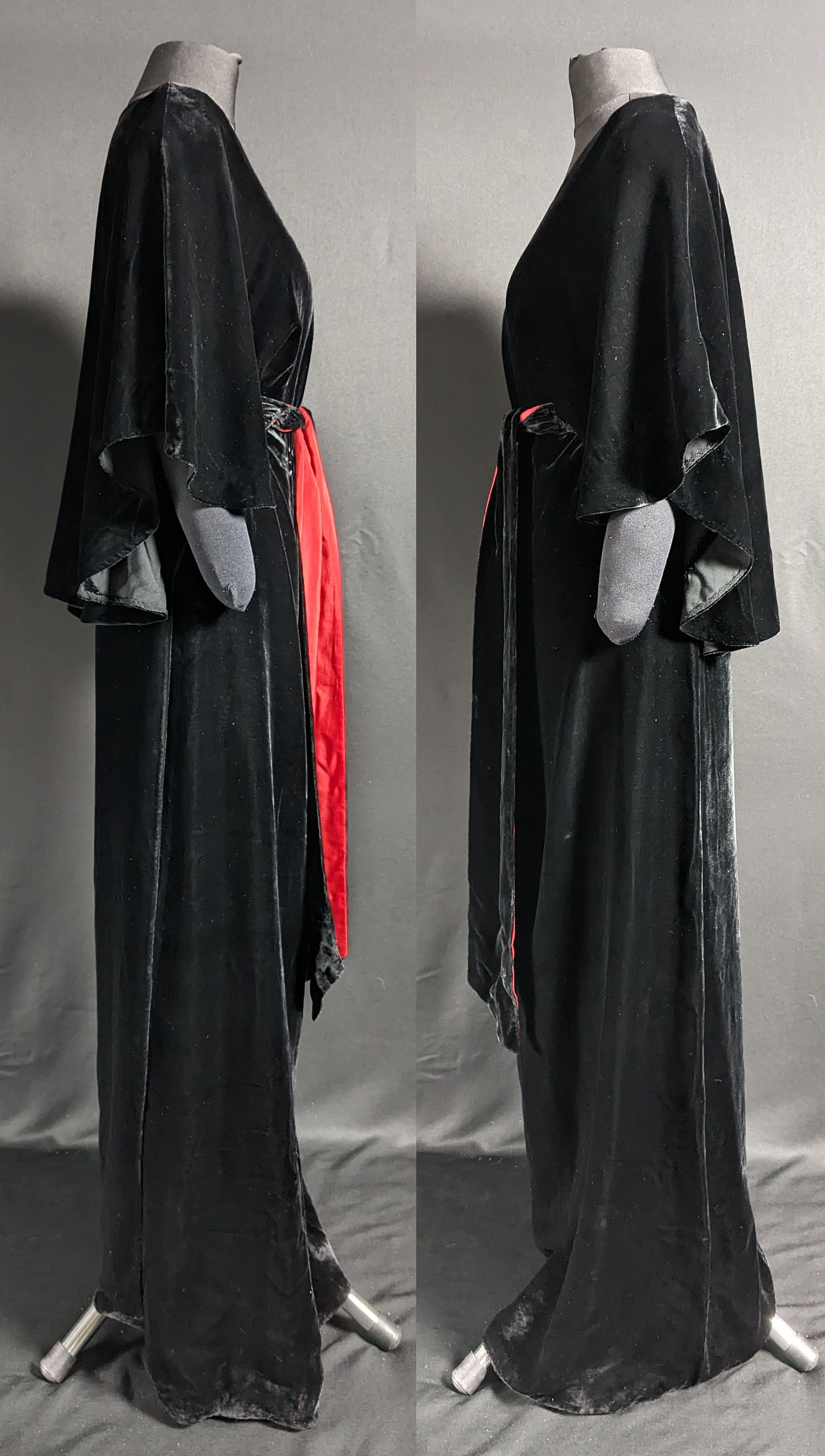 Art Deco 1930s Ruffled Velvet Maxi Dress