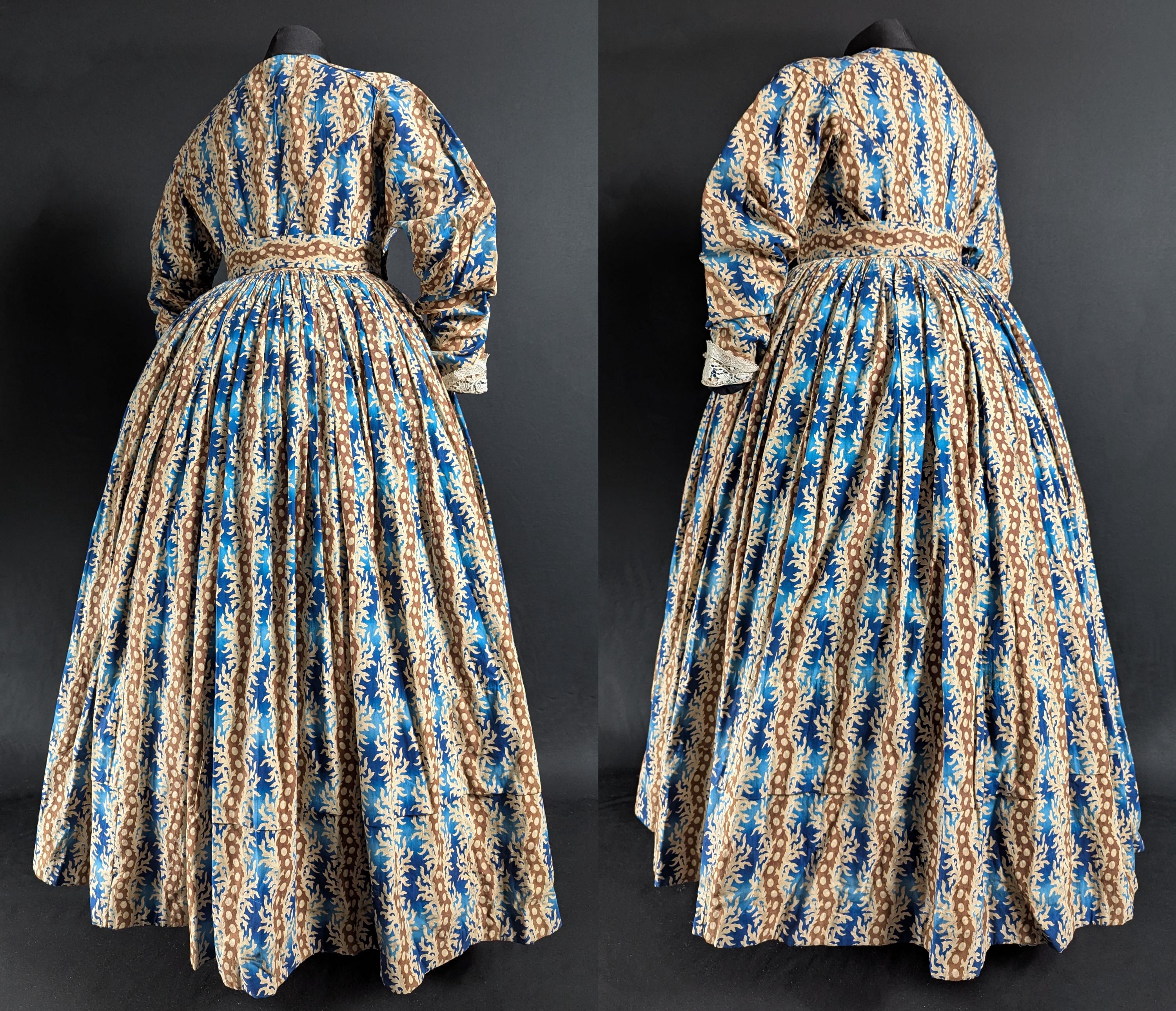 Superb 1830s Print Day Dress - Late Georgian / Early Victorian Antique Fashion