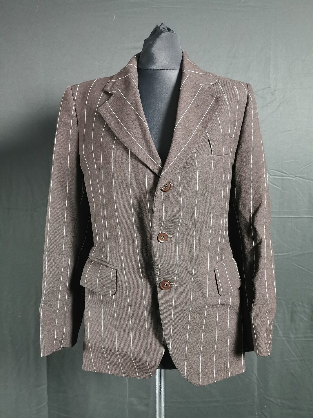 Vintage Fashion Mens 1960s Brown Pinstripe Mod Suit Blazer - Tom Waters ...